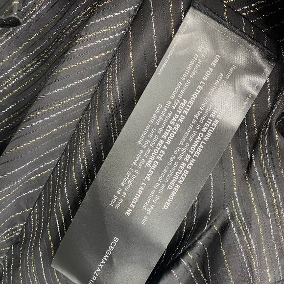 BCBGMAXAZRIA Ruffled Fit & Flare Mini Dress Metallic Lurex Stripe Black NEW XXS - Picture 11 of 13